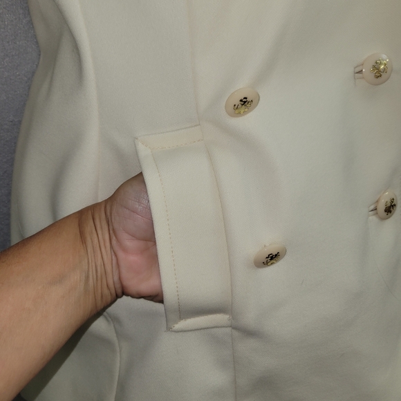 Vintage 60s Ivory Leopard Fur Trim Suit Double Breasted Blazer Mini Skirt S - Picture 4 of 15